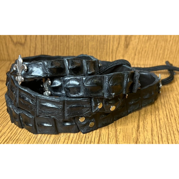 Women ALLIGATOR CROCODILE Wrap around Black Belt 74\